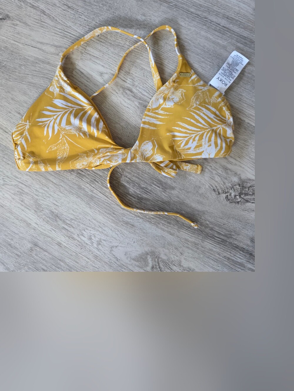 Roxy Size Medium Bikini Top Mustard Yellow Print